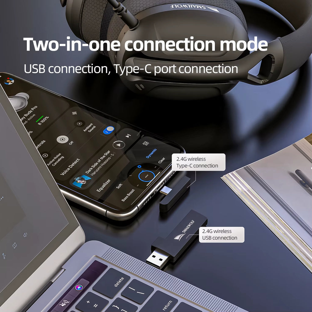 -L80 Bluetooth Wireless Three-Mode Headphones Headset Lightweight Headset 2.4G Gaming Headsets Sports Bass