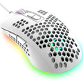 Mini Ultralight Wired Gaming Mouse,4 Kinds RGB Backlit,4 Levels Adjustable,Lightweight Honeycomb Shell Mice for PC Gamers,Xbox,Ps4(White)