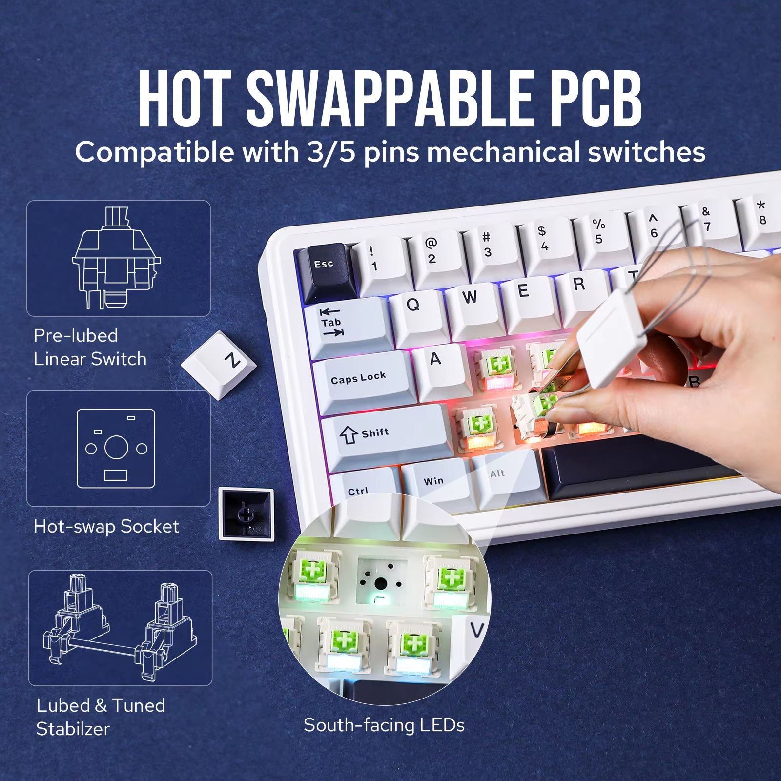 EPOMAKER X  F65 65% Layout Hot-Swap Gasket-Mounted Wired/Bluetooth/2.4G Wireless Mechanical Keyboard for Mac/Win