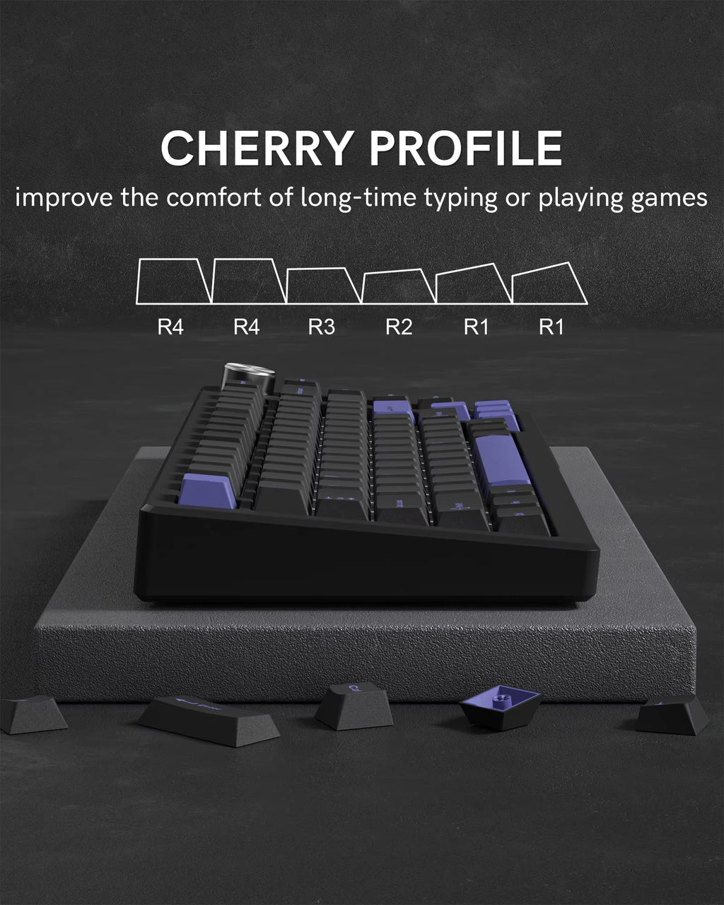 130 Keys Retro Black Purple PBT Keycap Double Shot Cherry Profile Key Caps for Cherry MX Switches Mechanical Gamer Keyboard