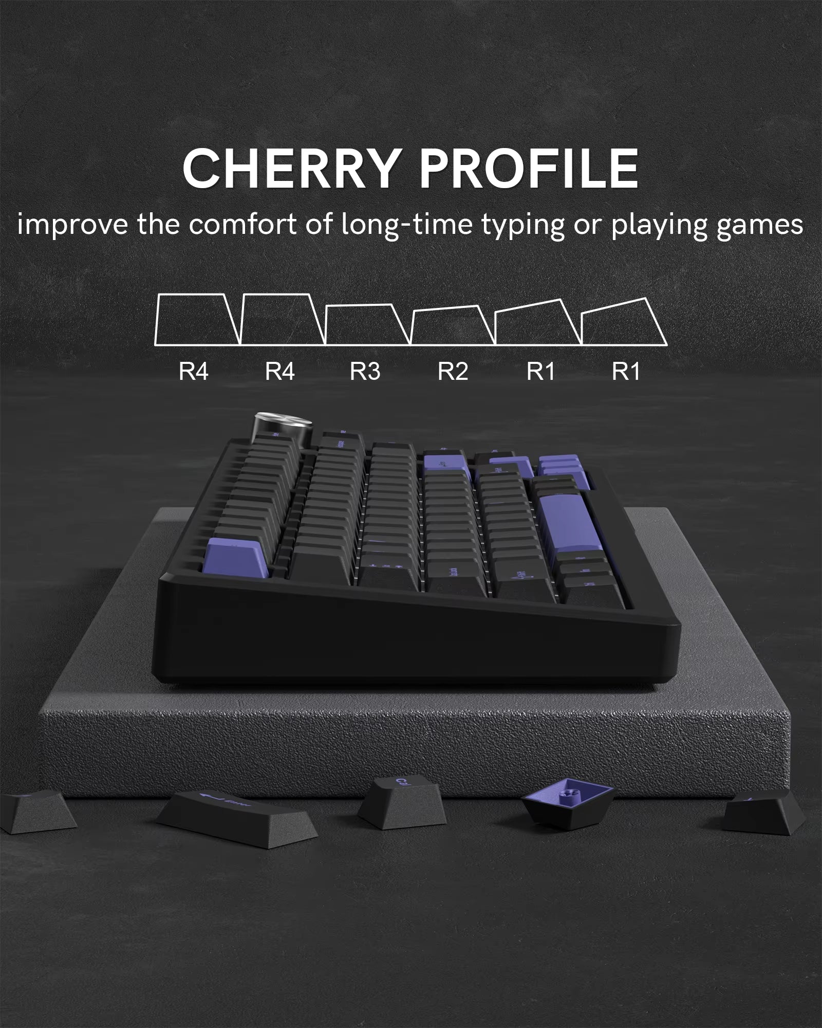 130 Keys Retro Black Purple PBT Keycap Double Shot Cherry Profile Key Caps for Cherry MX Switches Mechanical Gamer Keyboard