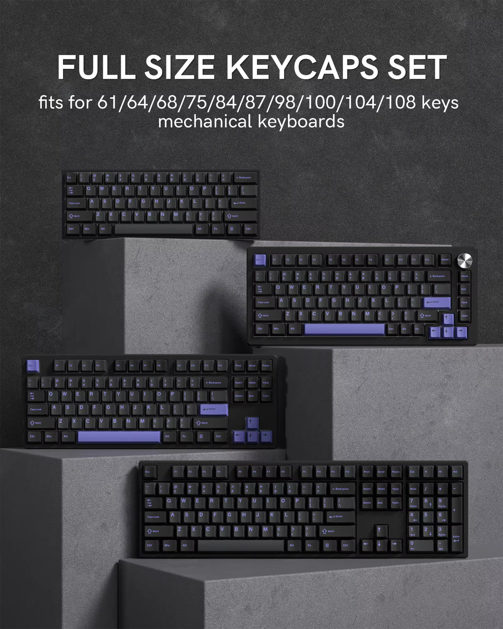 130 Keys Retro Black Purple PBT Keycap Double Shot Cherry Profile Key Caps for Cherry MX Switches Mechanical Gamer Keyboard