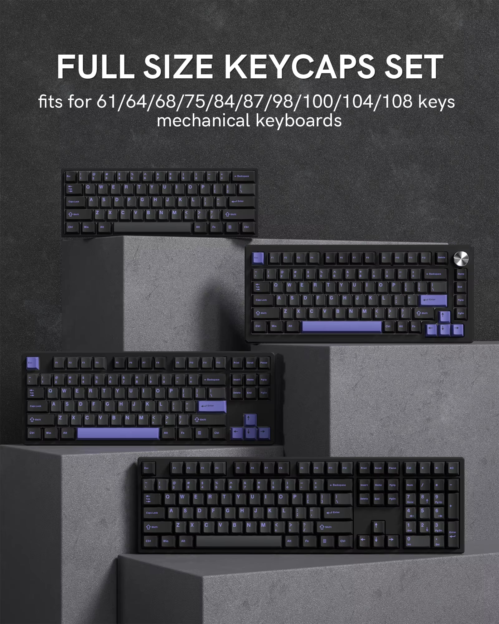 130 Keys Retro Black Purple PBT Keycap Double Shot Cherry Profile Key Caps for Cherry MX Switches Mechanical Gamer Keyboard