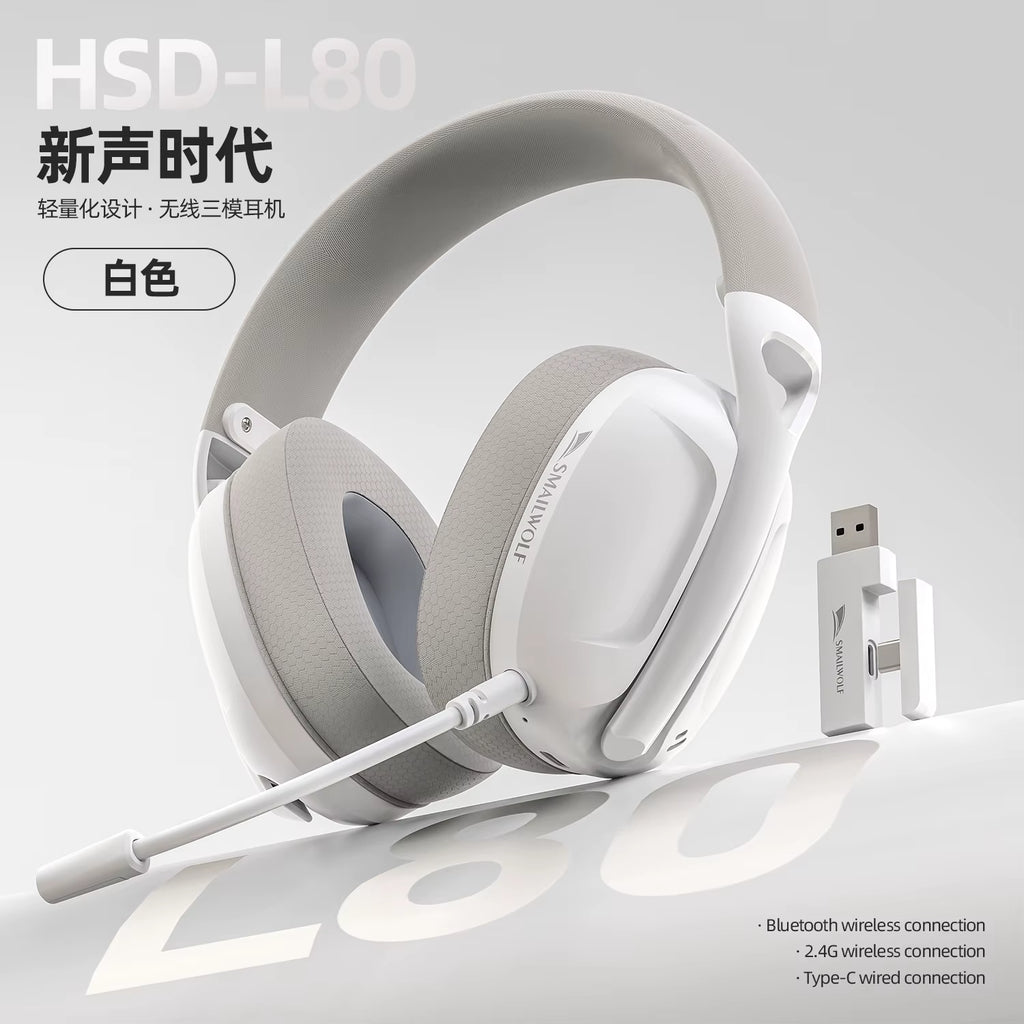 -L80 Bluetooth Wireless Three-Mode Headphones Headset Lightweight Headset 2.4G Gaming Headsets Sports Bass