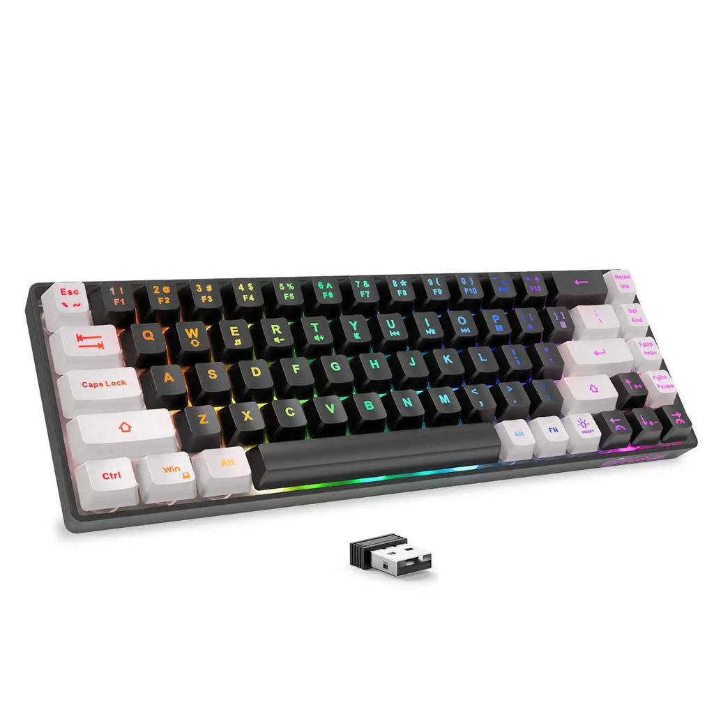 2.4G Wireless Gaming Keyboard 68 Keys Gaming Keyboard Rechargeable Backlit Anti-Ghosting No-Conflict Keyboard for PC