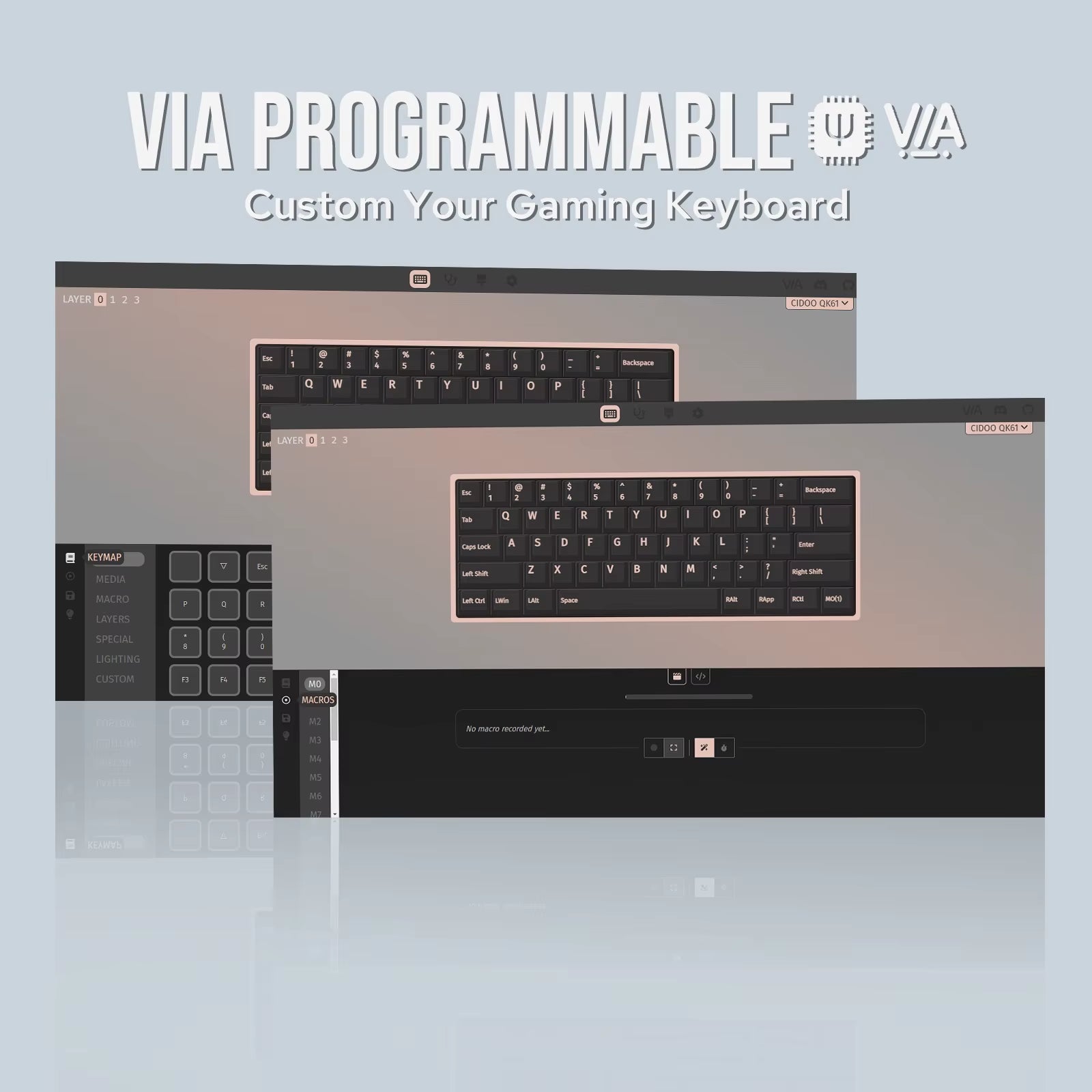 QK61 V2 Via-Programmable 60% Gasket Structure Wired/2.4Ghz Wireless/Bluetooth Compact Keyboard with South-Facing Leds