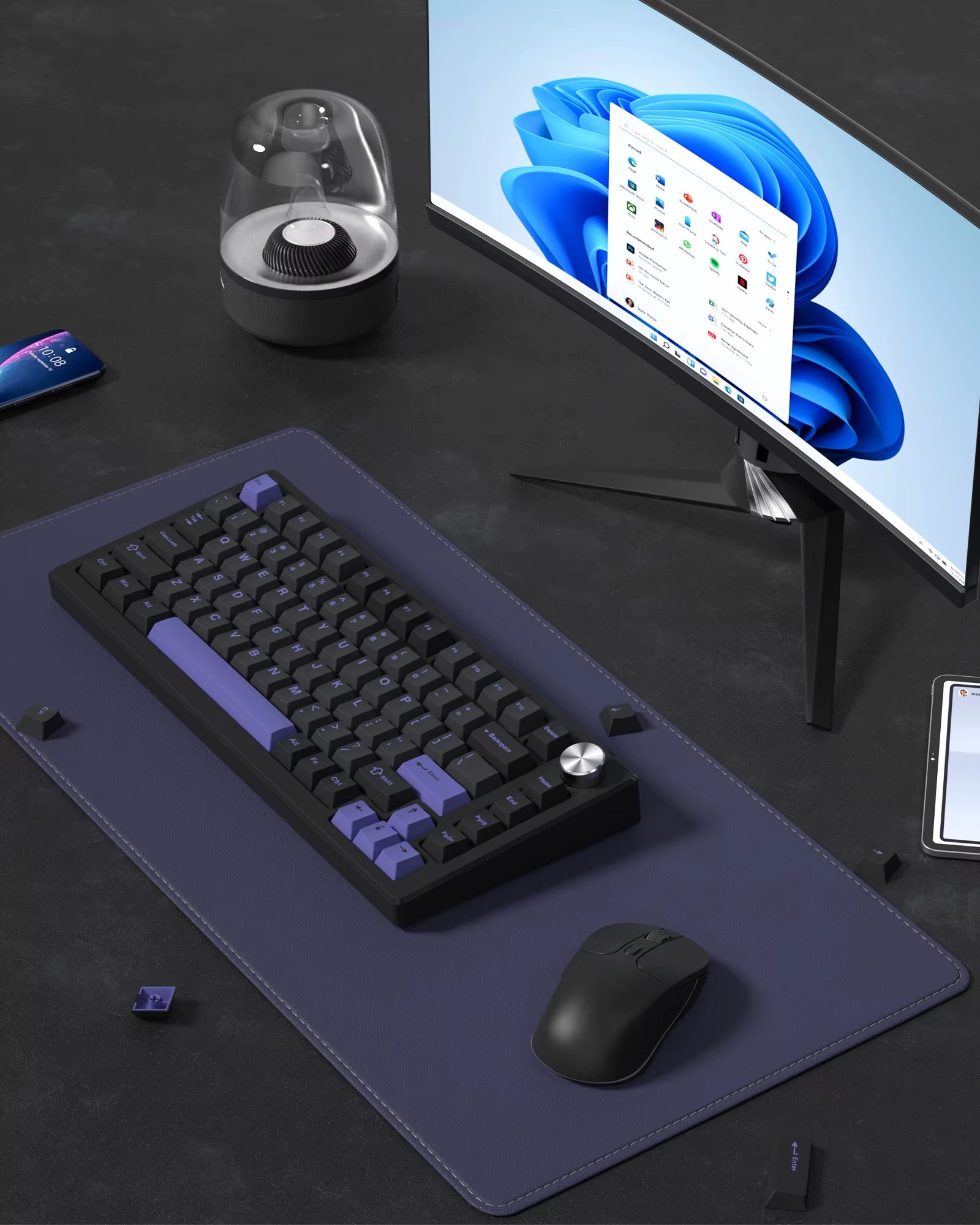 130 Keys Retro Black Purple PBT Keycap Double Shot Cherry Profile Key Caps for Cherry MX Switches Mechanical Gamer Keyboard