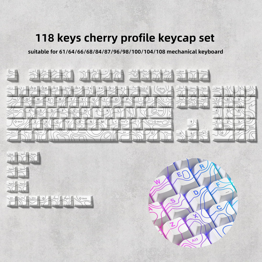168 Keys Double Shot PBT Keycap Custom WOB Keycap Cherry Profile Keyboard Keycaps for Cherry Gateron MX Switches Gaming Keyboard