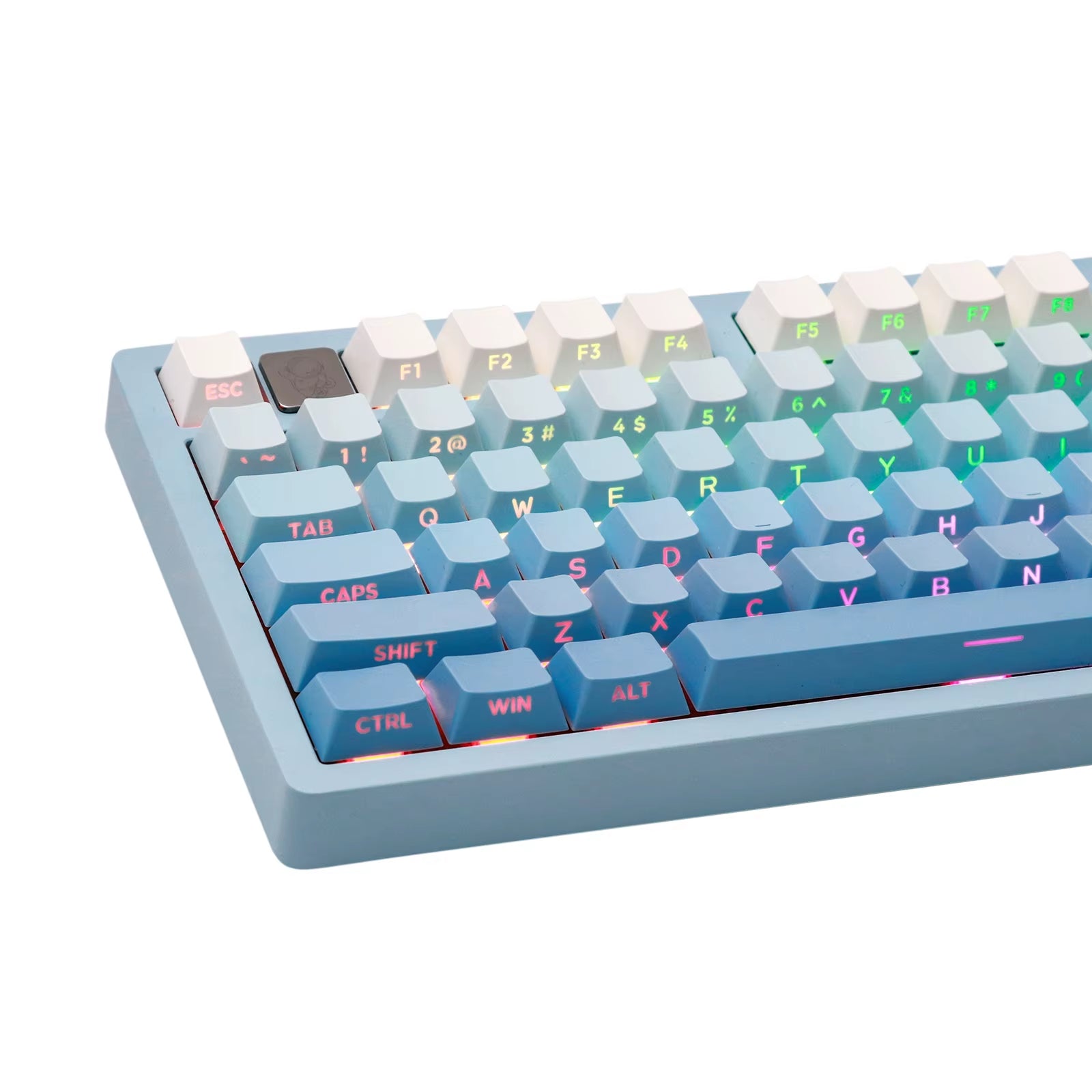Sky Blue 133-Key Double-Shot Side-Printed PBT Cherry Profile Keycap Set for ANSI Mechanical Keyboard Mx-Clone Switches