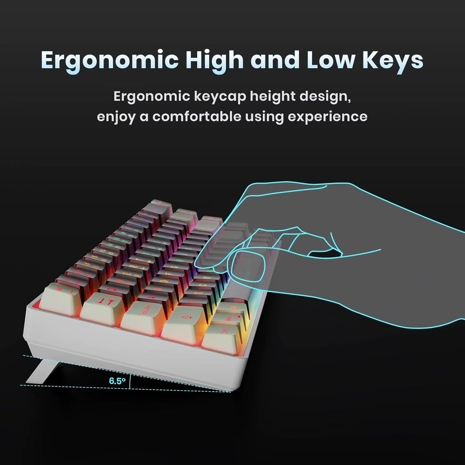 2.4G Wireless Gaming Keyboard 68 Keys Gaming Keyboard Rechargeable Backlit Anti-Ghosting No-Conflict Keyboard for PC