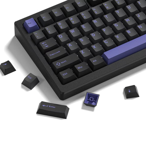 130 Keys Retro Black Purple PBT Keycap Double Shot Cherry Profile Key Caps for Cherry MX Switches Mechanical Gamer Keyboard