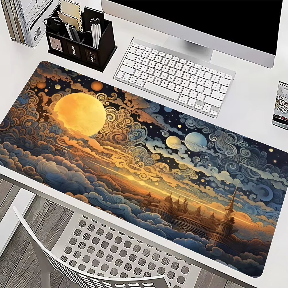 Starry Sky Moon Mousepad Mause Pad Mouses Rug Office Accessories Desk Mat Mousepad Keyboard Gaming Pc Mats Xxl Large Carpet